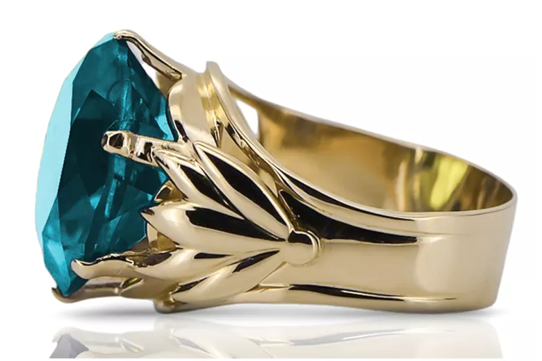 Ring Aquamarine 8K žluté zlato Vintage style vrc029x-aq Art Deco